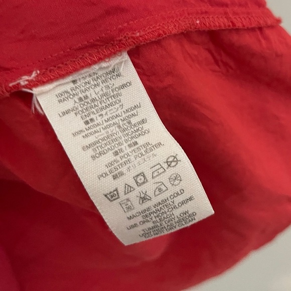 Free People Coral Red Embellished Long Sleeve Mini Dress Boho Festival Coastal - Picture 6 of 9